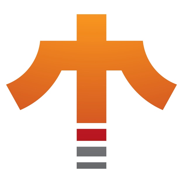 Orange and Red Cross Shaped Letter T Icon