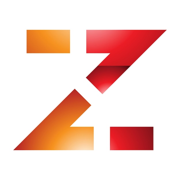 Vector orange and red glossy dotted line shaped letter z icon