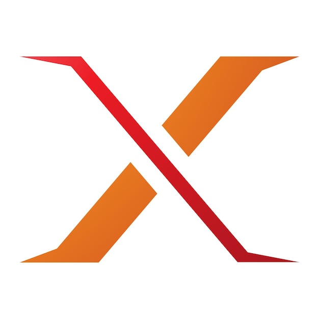 Orange and Red Pointy Tipped Letter X Icon