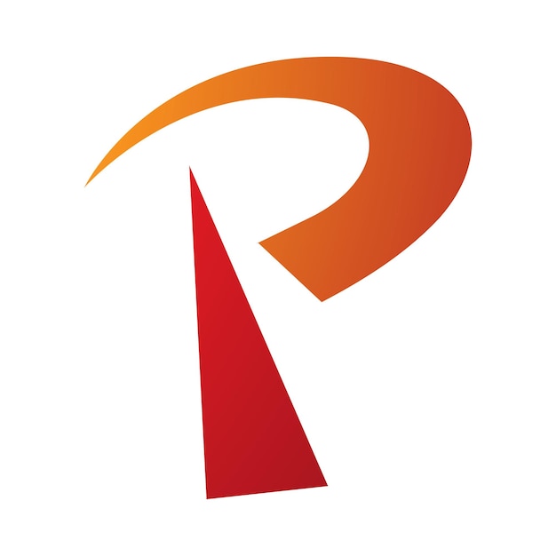 Оранжевая и красная радиовышка в форме буквы P Icon