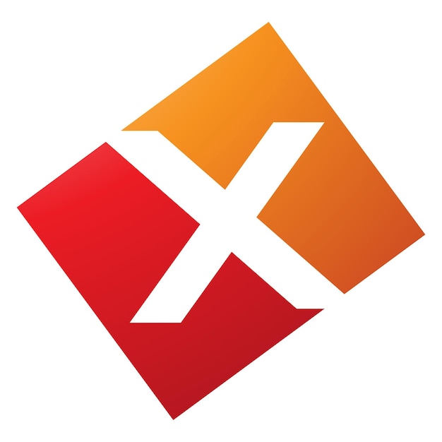 Orange and Red Rectangle Shaped Letter X Icon