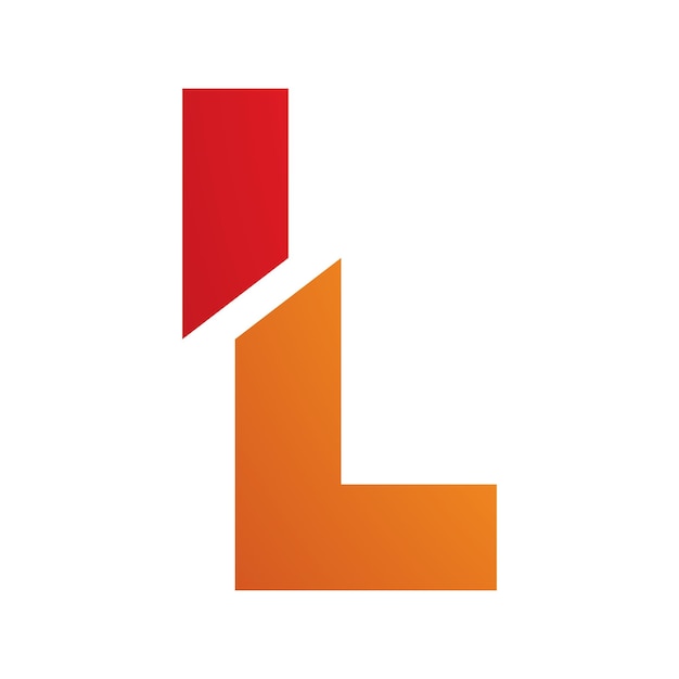 Vector orange and red split shaped letter l icon