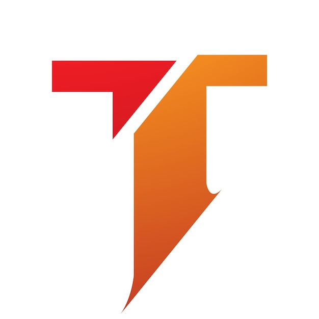 Vector orange and red split shaped letter t icon