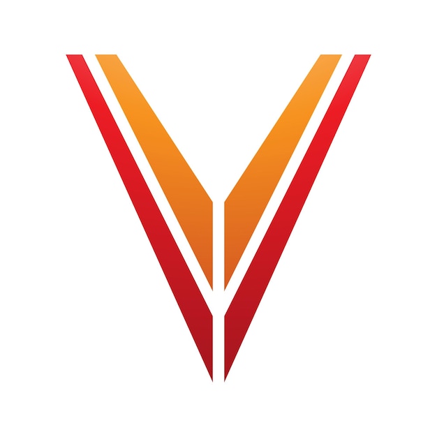 Orange and Red Striped Shaped Letter V Icon