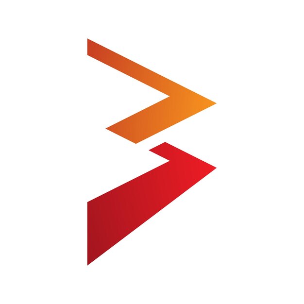 Icona della lettera b a forma di zigzag arancione e rossa