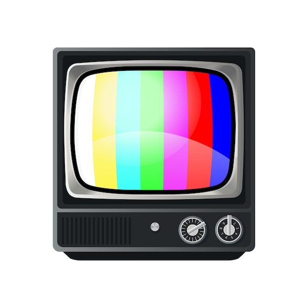 Orange retro tv front view Vector cartoon style