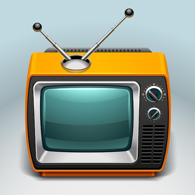 orange retro TV vector icon