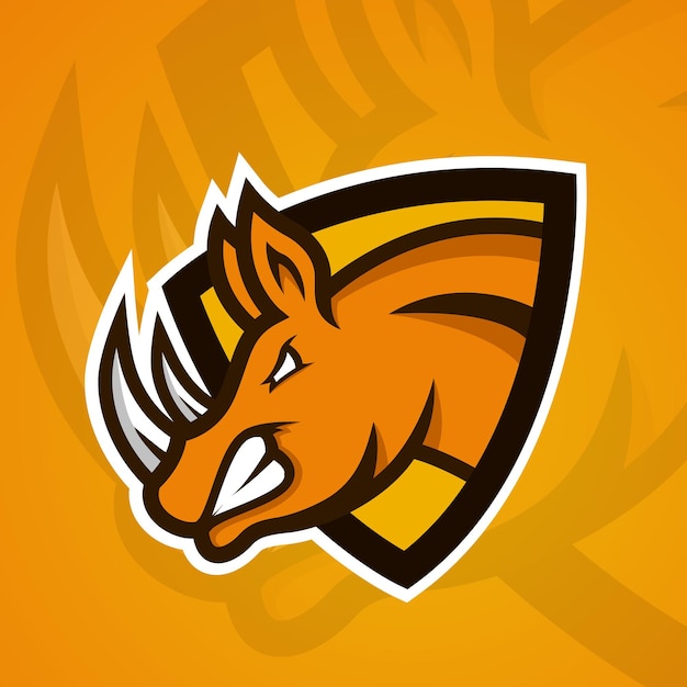 Orange rhino esport logo логотип esport с изображением оранжевого носорога внутри щита