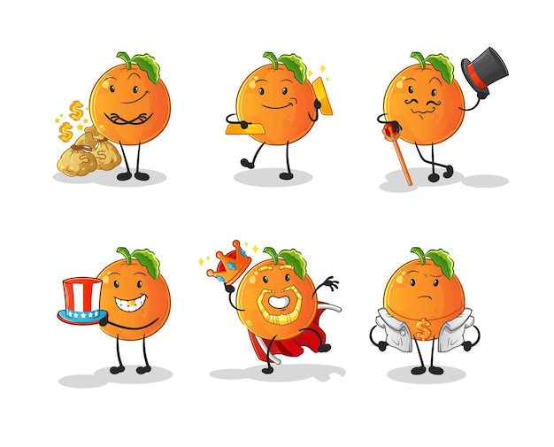Orange rich character. cartoon mascot vector