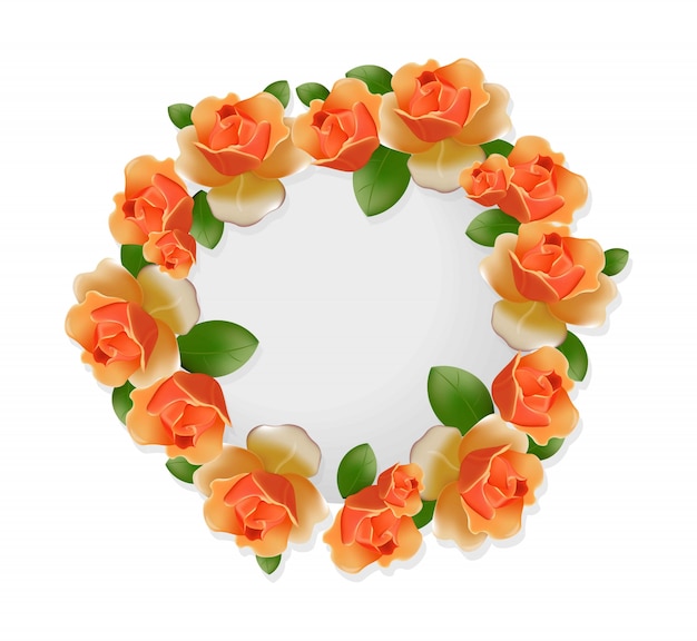 Orange roses round wreath frame decor