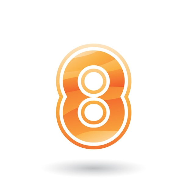 Orange Round Icon for Number 8 Vector Illustration