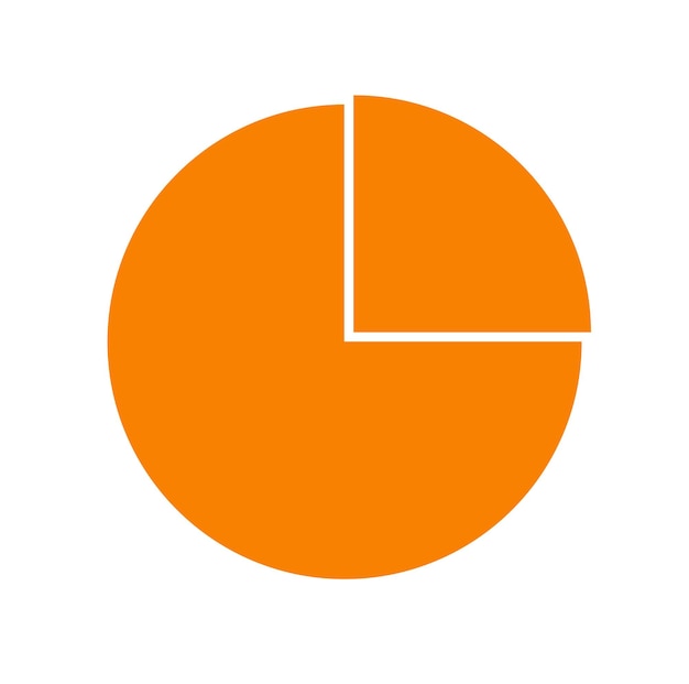 Orange round pie chart vector icon