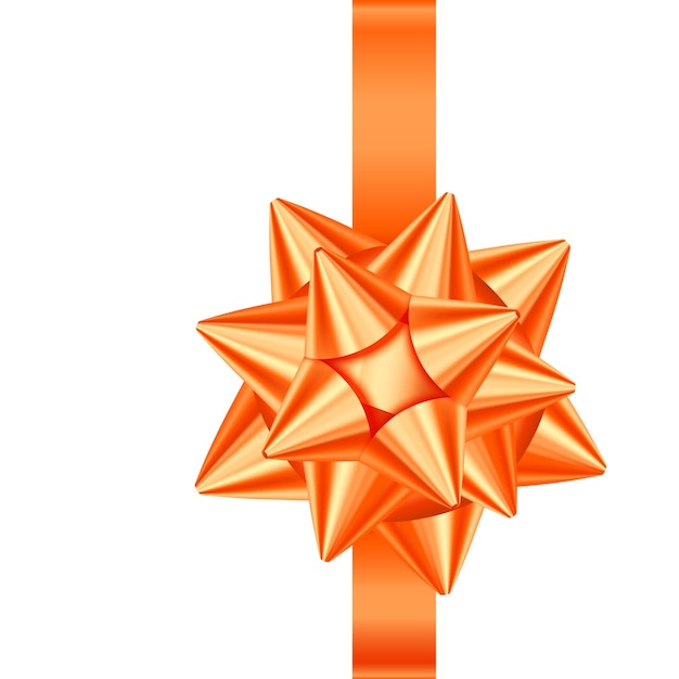 Vector orange  satin gift ribbon and bow isolated