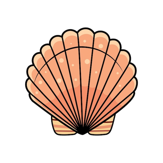 Orange scallop shell on a white background vector illustration