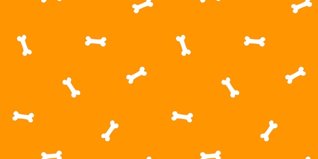 Orange seamless banner with white bones