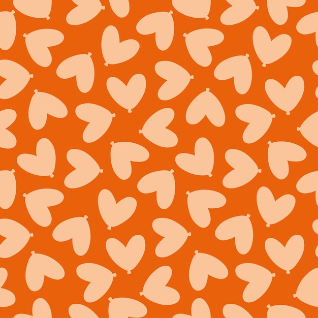 Vector orange seamless pattern with heart shaped balloons