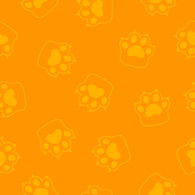 Orange seamless pattern with paws