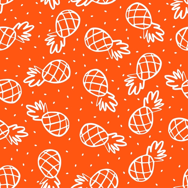 Orange seamless pattern with pineapple