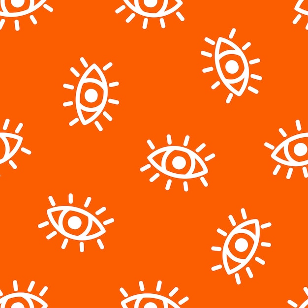 Orange seamless pattern with white eyes