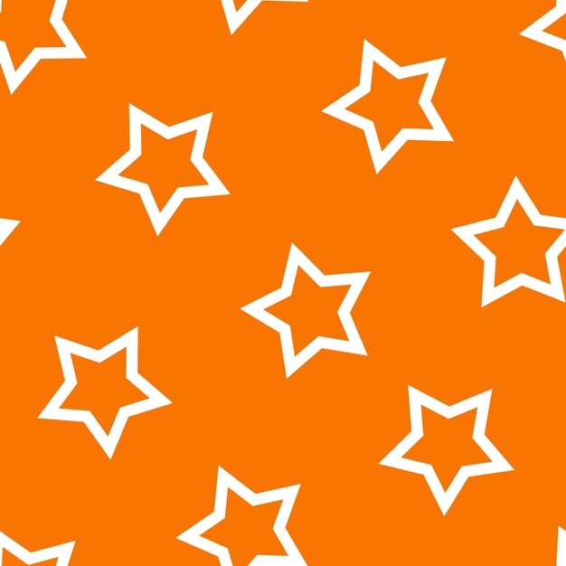 Orange seamless pattern with white stars