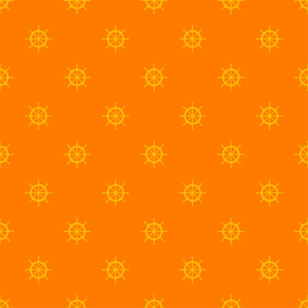 Vector orange seamless pattern with yellow boat wheel