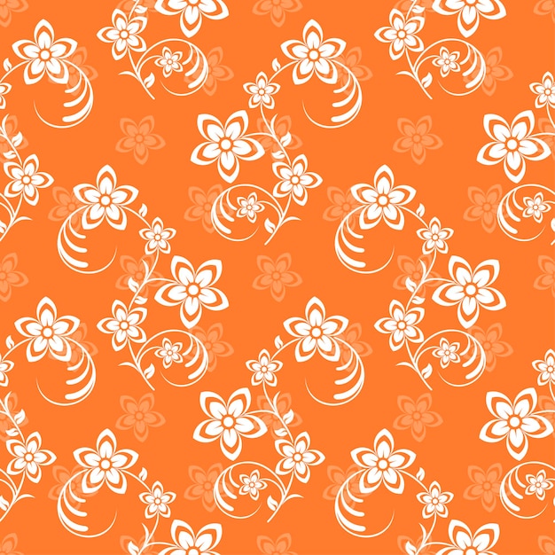 Orange Seamless vector concept background with flowers illustration