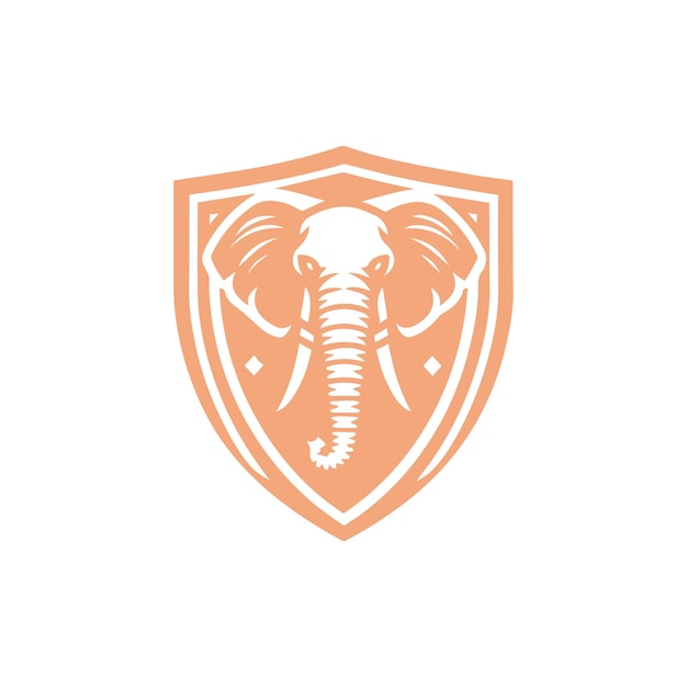 an orange shield with an elephant head on it