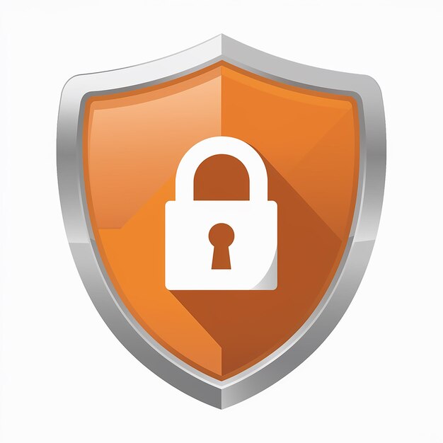 Vector an orange shield with a padlock on it