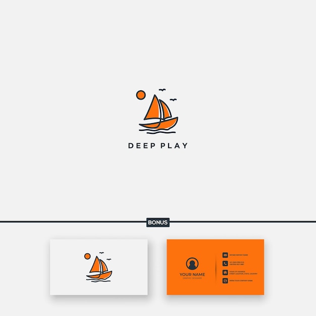 Vector orange ship logo minimalist and modern