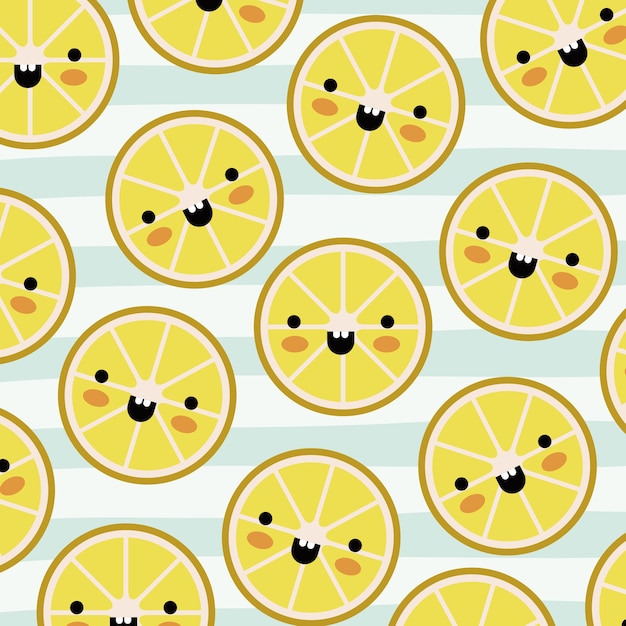 Orange slices kawaii fruits pattern 