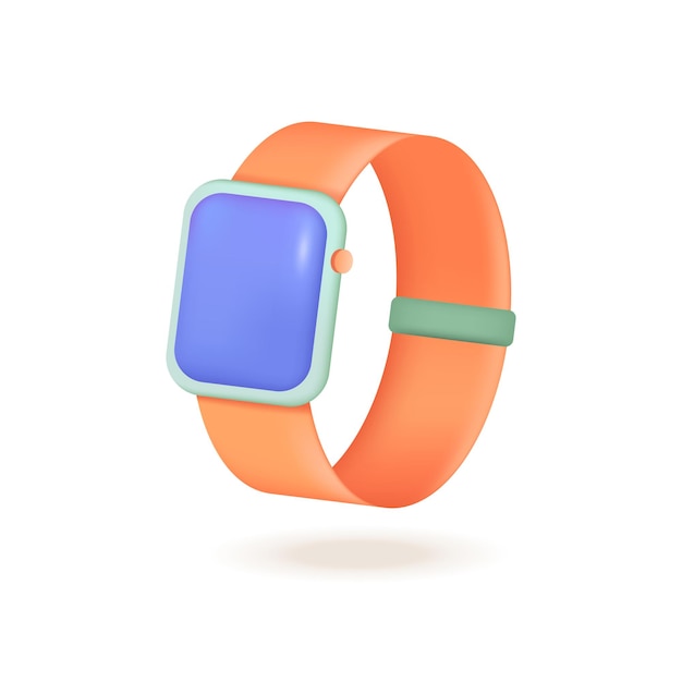 Orange smart watch for athletes 3D illustration