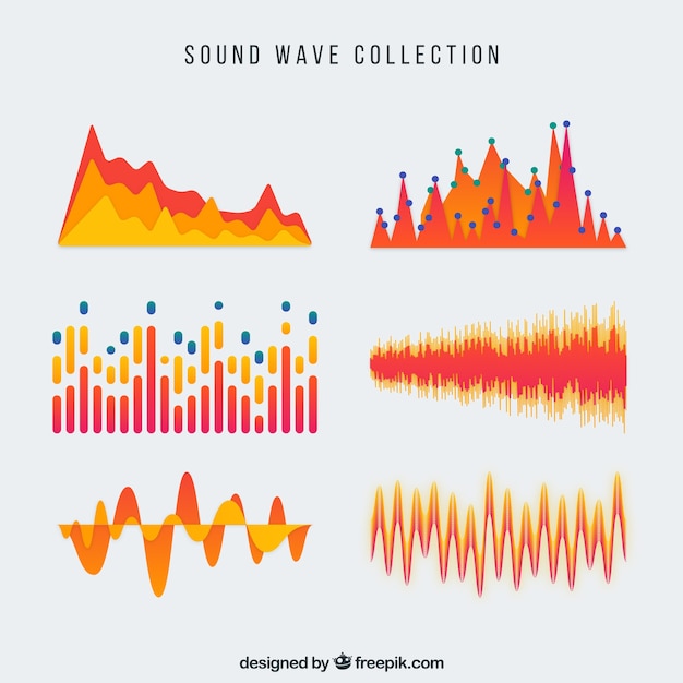 Vector orange sound wave collection