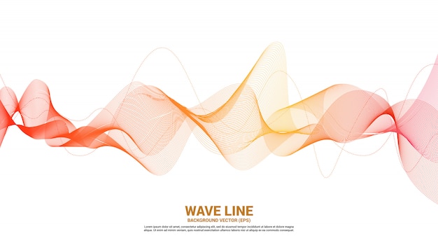 白い背景の上のオレンジ色の音波波曲線