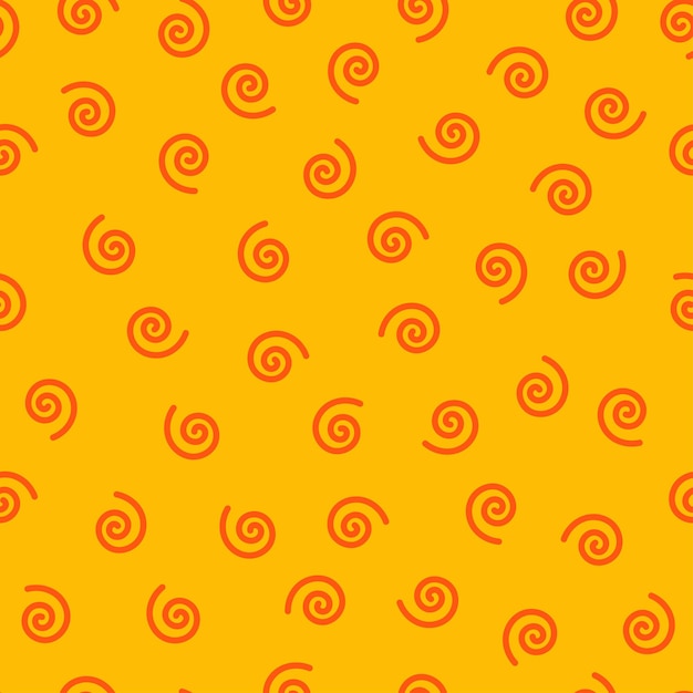 Orange spirals seamless pattern with yellow background