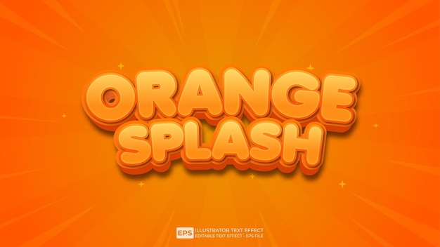 Orange Splash 3D 편집 가능한 텍스트 효과 글꼴