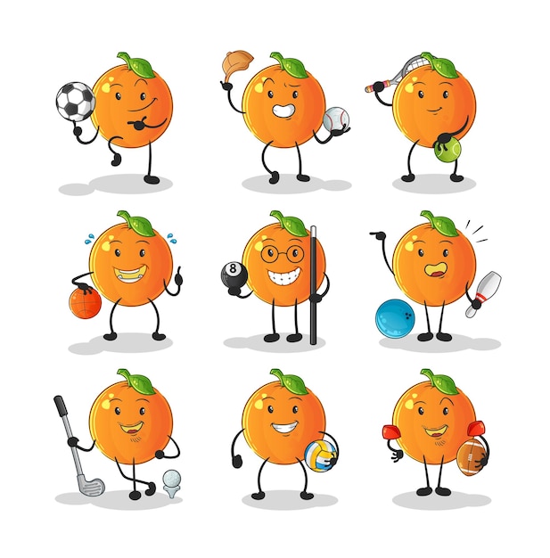 The orange sport set character. cartoon mascot