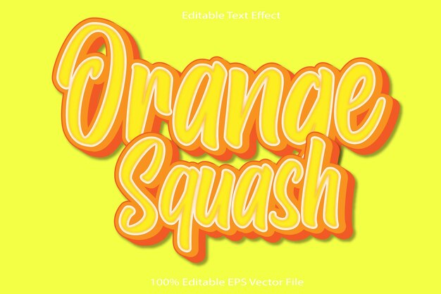 Vector orange squash editable text effect 3d emboss cartoon gradient style