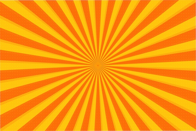 Orange Summer Abstract Comic Cartoon Sunlight Background. Vector Illustration.