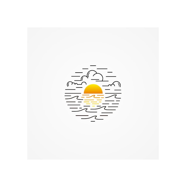 Set di doodle carino con adesivo vettoriale tramonto estivo arancione vettore gratuito, vettore premium