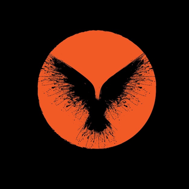 Vector orange sun raven