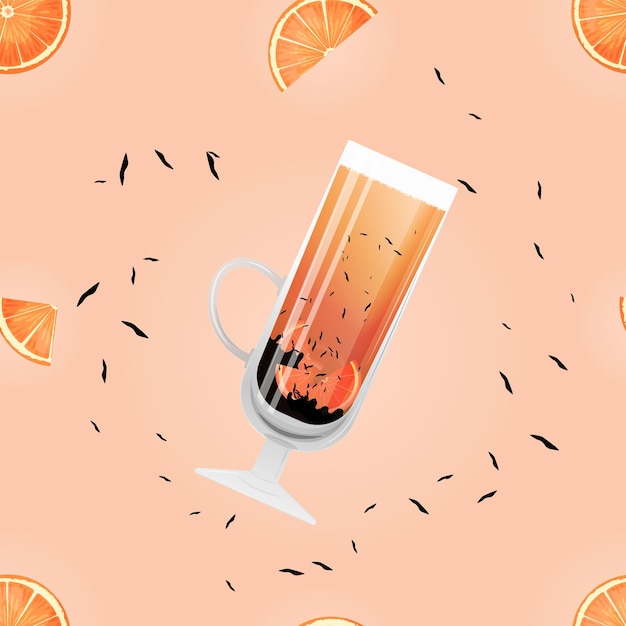 Vector orange tea seamless pattern