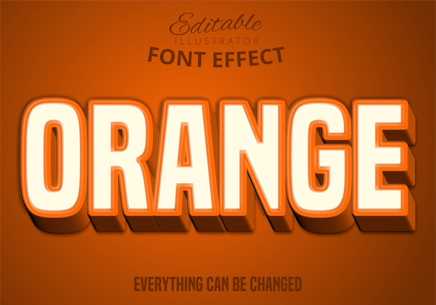 Vector orange text, editable text effect