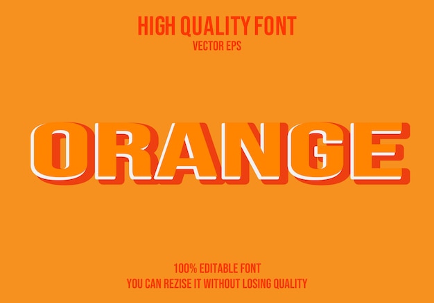 Vector orange text effect font