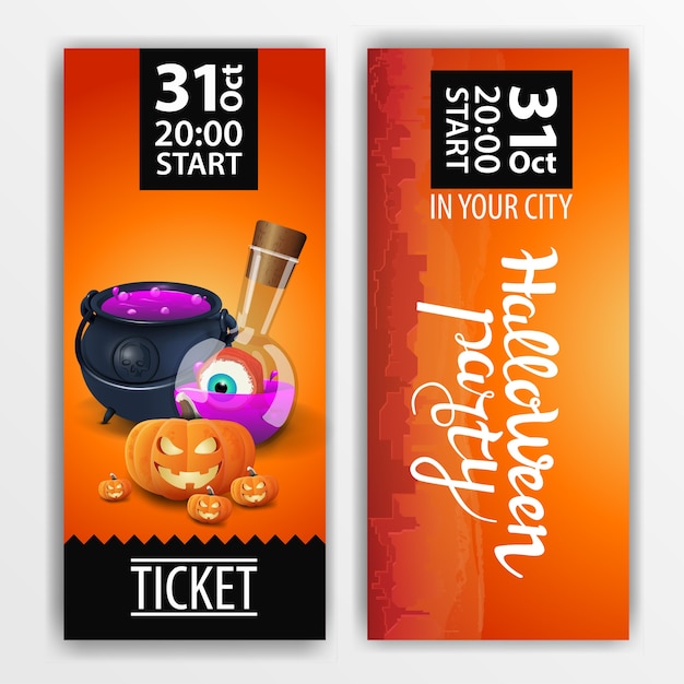 Vector orange ticket for the halloween party