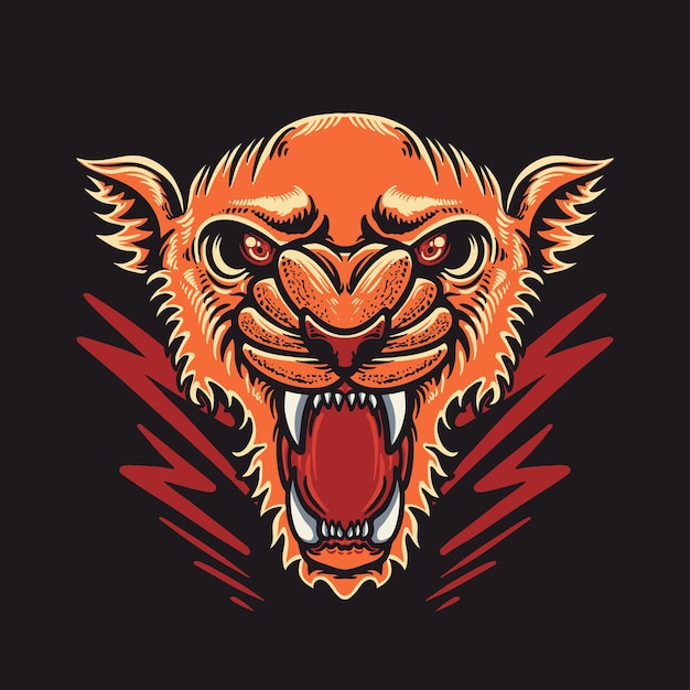 Векторная иллюстрация головы оранжевого тигра