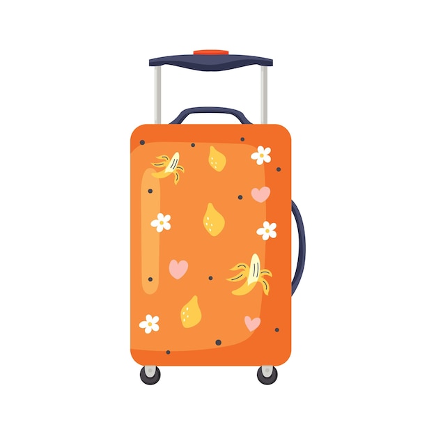 Orange travel suitcase on wheels