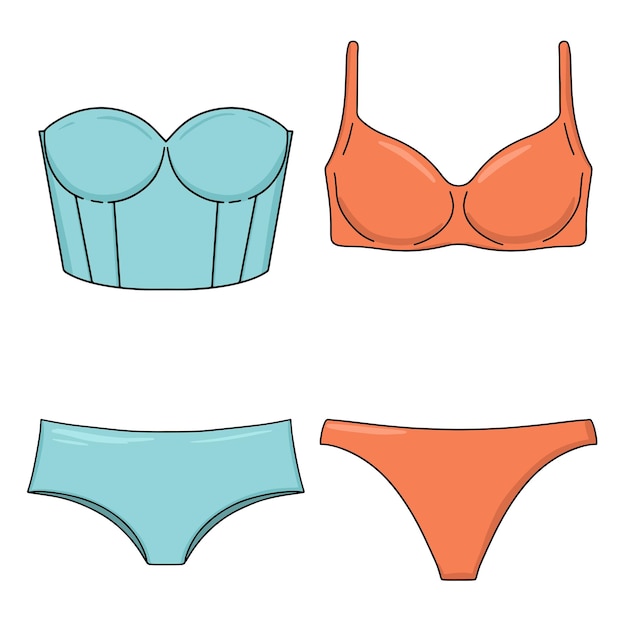 Set of women underwear types panties, bikini, - Stock Illustration  [105853153] - PIXTA