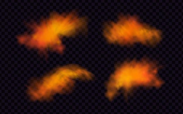 Orange vector cloudiness fog or smoke on dark