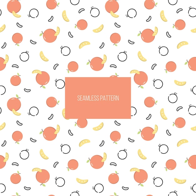 Orange vector seamless pattern Fruits in a simple Scandinavian cartoon drawing style Illustration