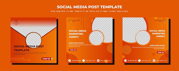 Orange Vector Social Media Post Template vector art illustration and text